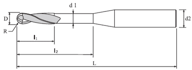 technische Zeichnung VHM Radiusfräser MS45