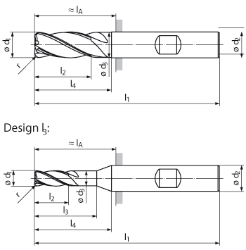 technische Zeichnung VHM Torusfräser rg26-99a