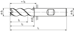 technische Zeichnung HPC Fräser für ALU