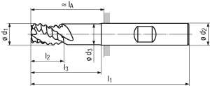technische Zeichnung Alu Schruppfräser RG28-88RZ
