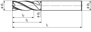 technische Zeichnung HPC Fräser für ALU Typ K60
