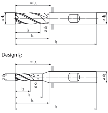 technische Zeichnung schlichtfräser extra lange schneide rg25-27a
