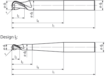technische Zeichnung vhm radiusfräser rg18-20a