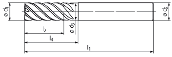 technische Zeichnung VHM VA Schlichtfraeser mit 6-8 Schneiden